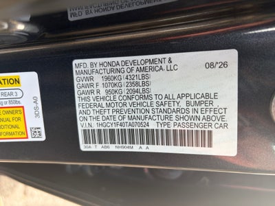2026 Honda Accord Sedan SE