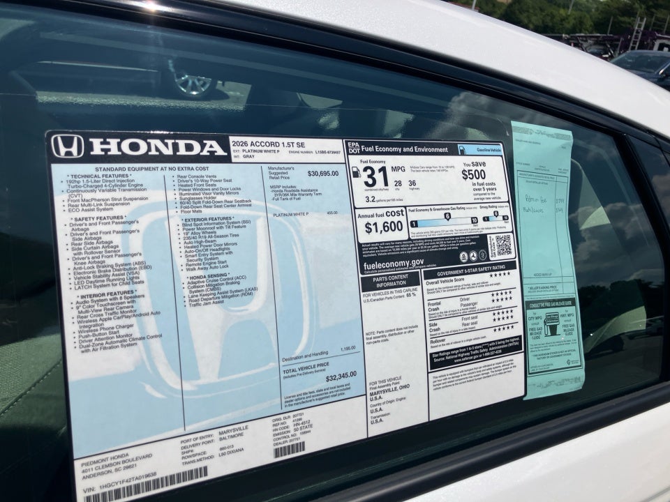 2026 Honda Accord Sedan SE