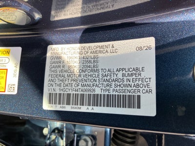 2026 Honda Accord Sedan SE
