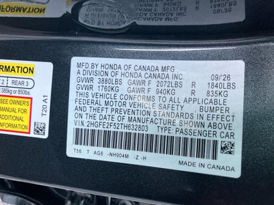 2026 Honda Civic Sedan Sport
