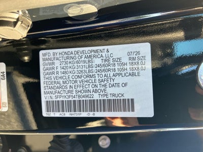 2026 Honda Ridgeline RTL