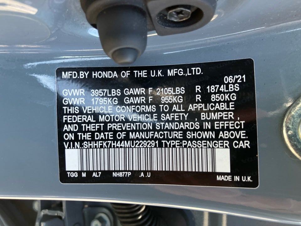 2021 Honda Civic Hatchback Sport