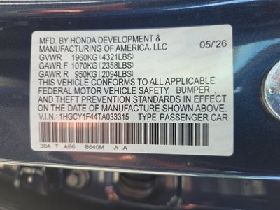 2026 Honda Accord Sedan SE