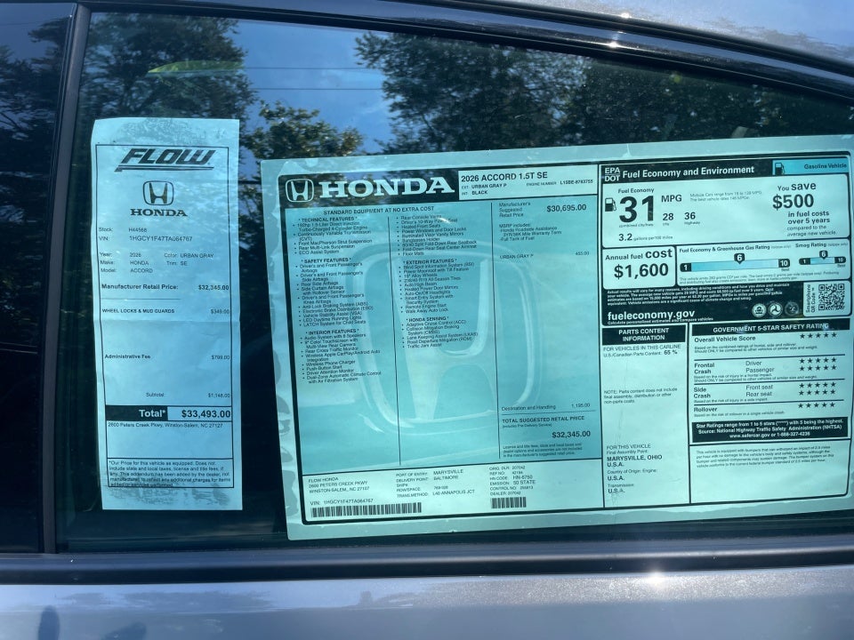 2026 Honda Accord Sedan SE