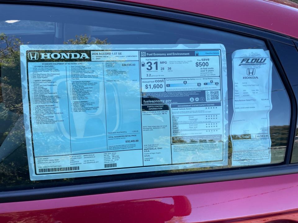 2026 Honda Accord Sedan SE