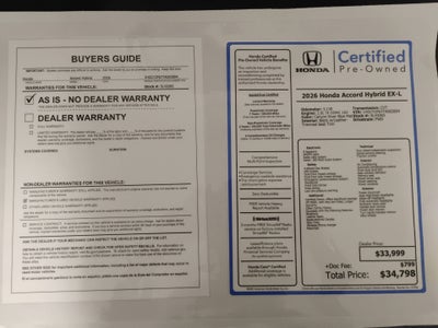 2026 Honda Accord Hybrid EX-L