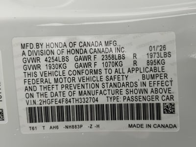 2026 Honda Civic Hybrid Sport