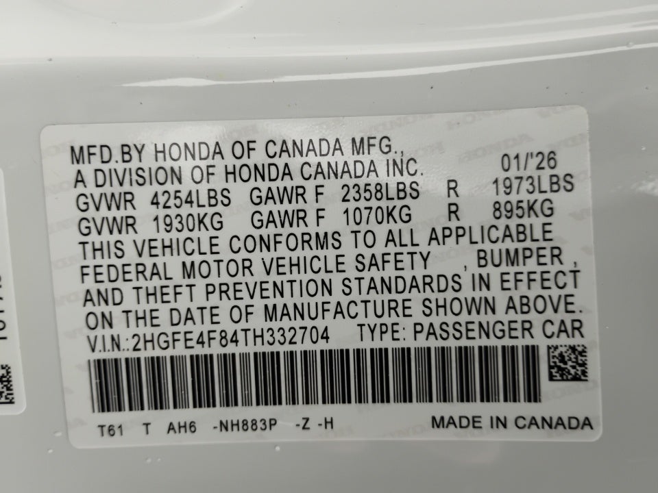 2026 Honda Civic Hybrid Sport