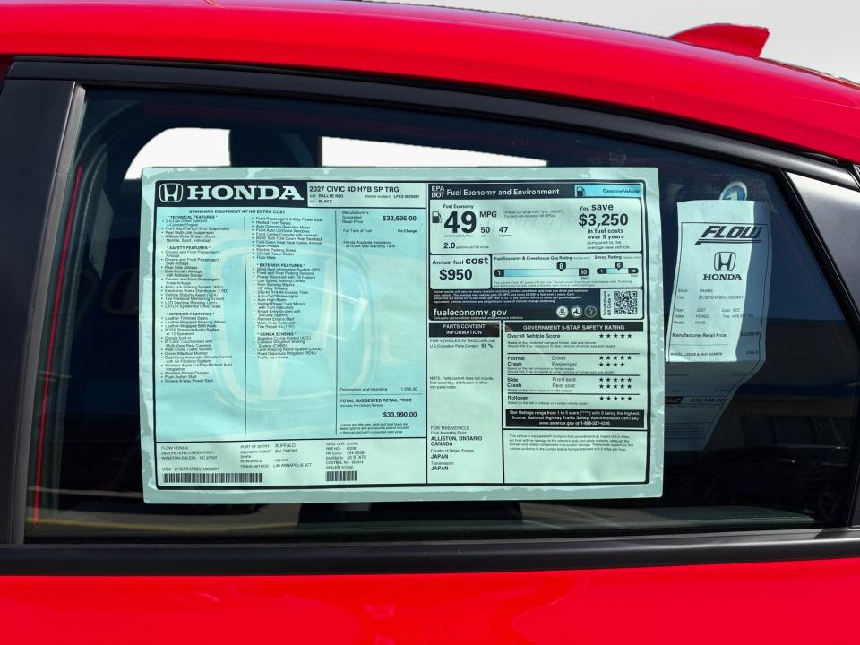 2027 Honda Civic Sedan Hybrid Sport Touring