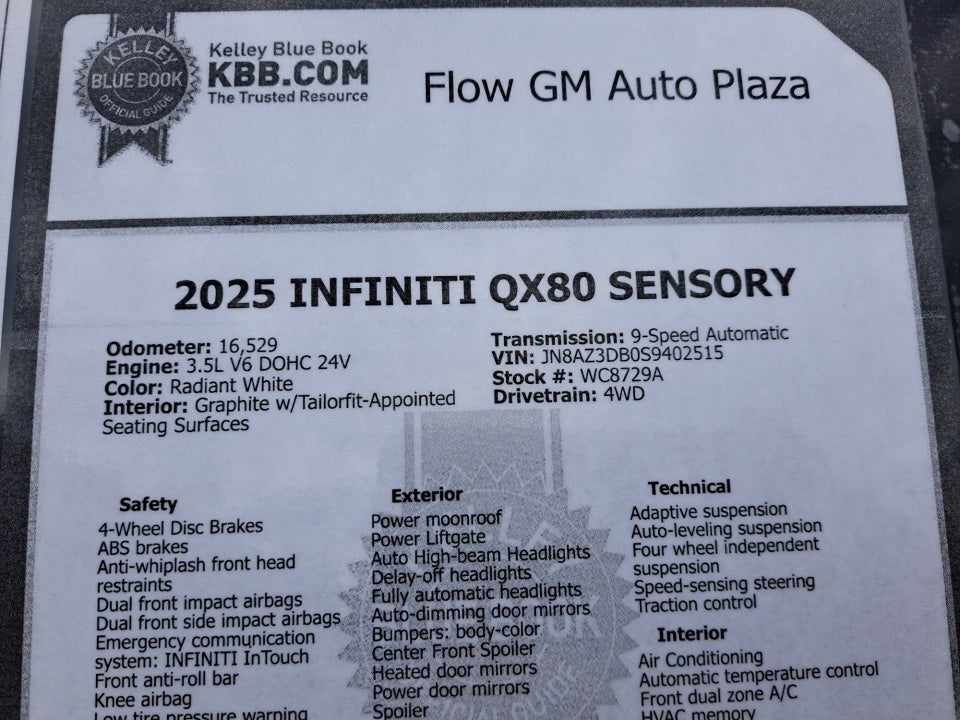 2025 INFINITI QX80 SENSORY