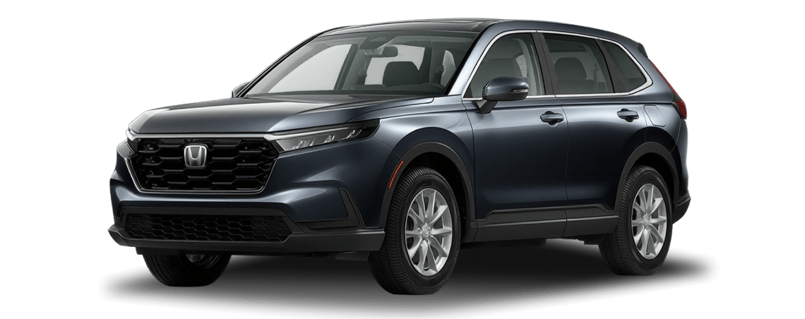 2027 Honda CR-V EX shown in Meteorite Gray Metallic in three quarter angle.